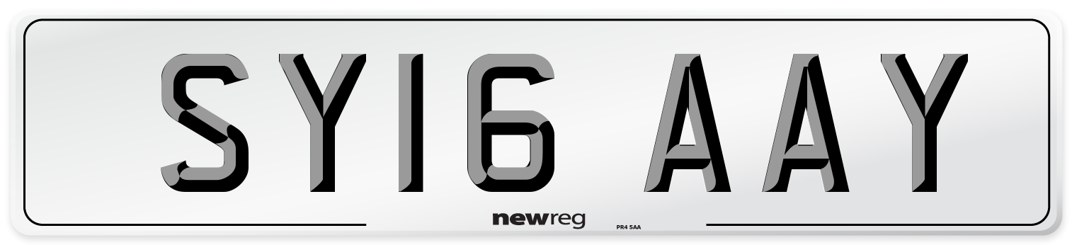 SY16 AAY Number Plate from New Reg
